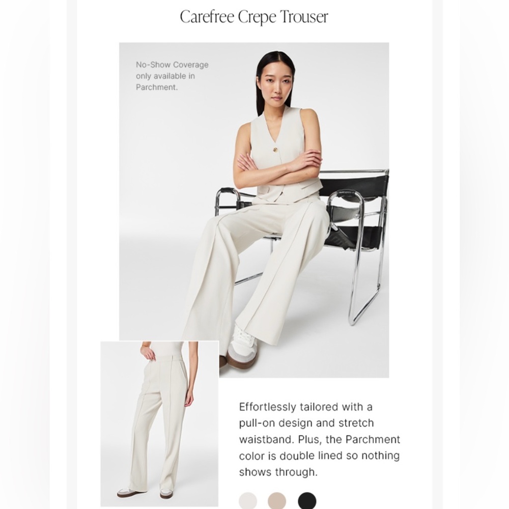 SPANX Carefree Crepe Wide Leg Trousers in Parchment
